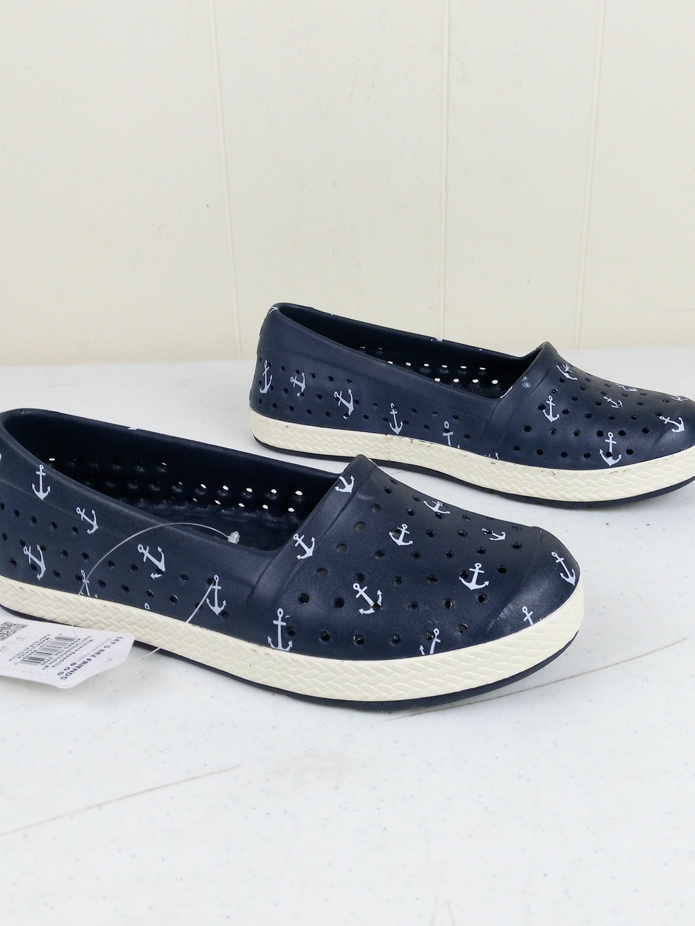 Joybees Women’s Navy Blue Anchor Nautical Slip-On Casual Water Shoes Size 7 NEW